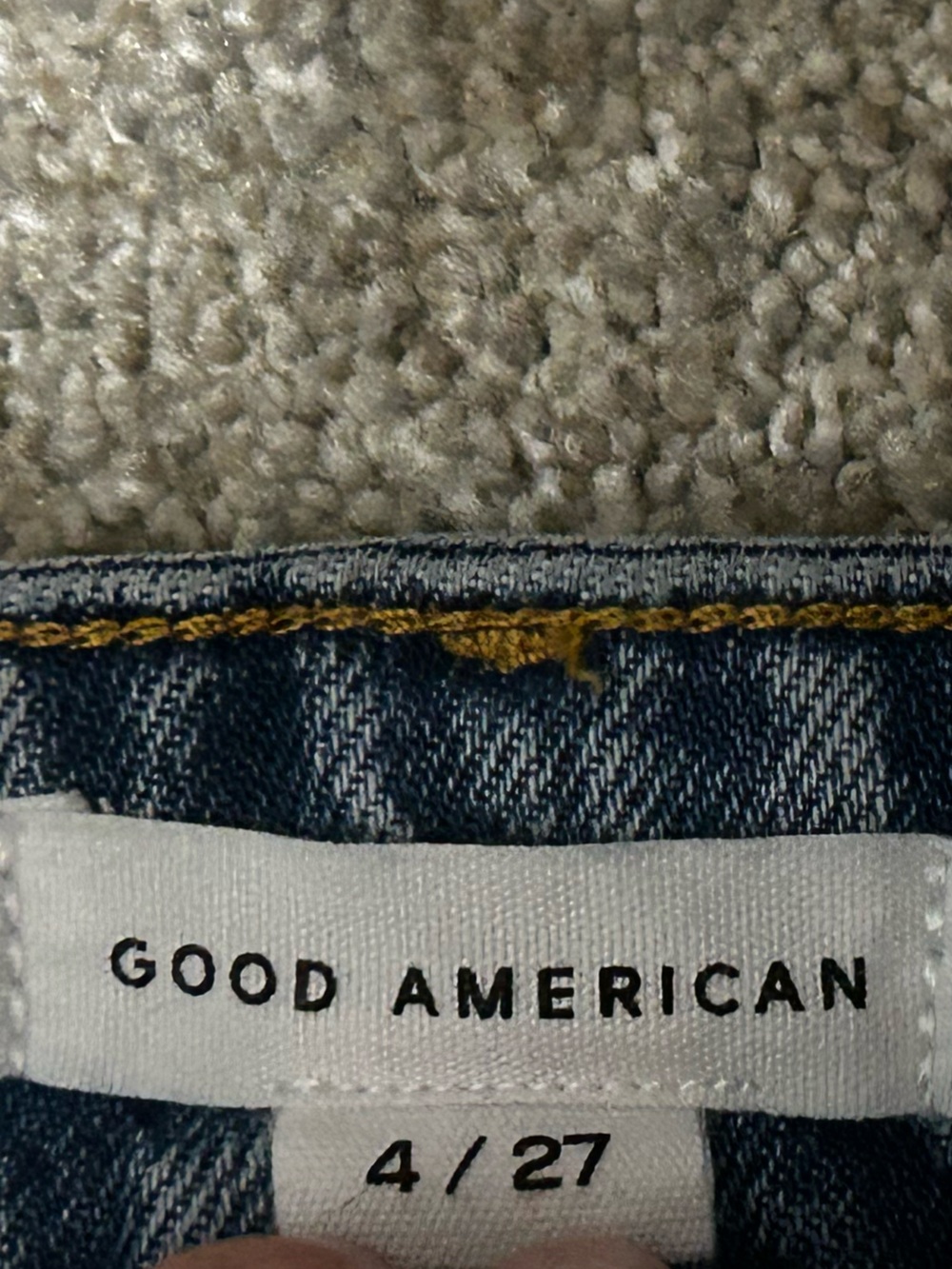 Good American Good Ease Rhinestone Argyle Relaxed Jeans Size 4/27 - Picture 5 of 9